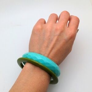 Stackable 80s Avocado Aqua Bangles